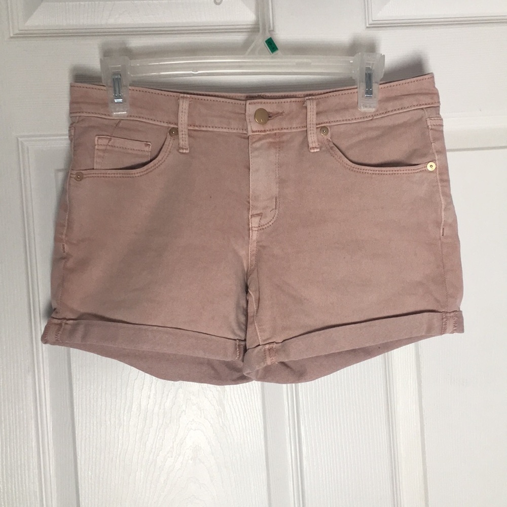 Salmon Mid-Rise Midi Jean shorts